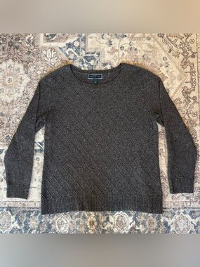 Karen Scott Heather Gray Quilted Knit Sweater Cotton Blend